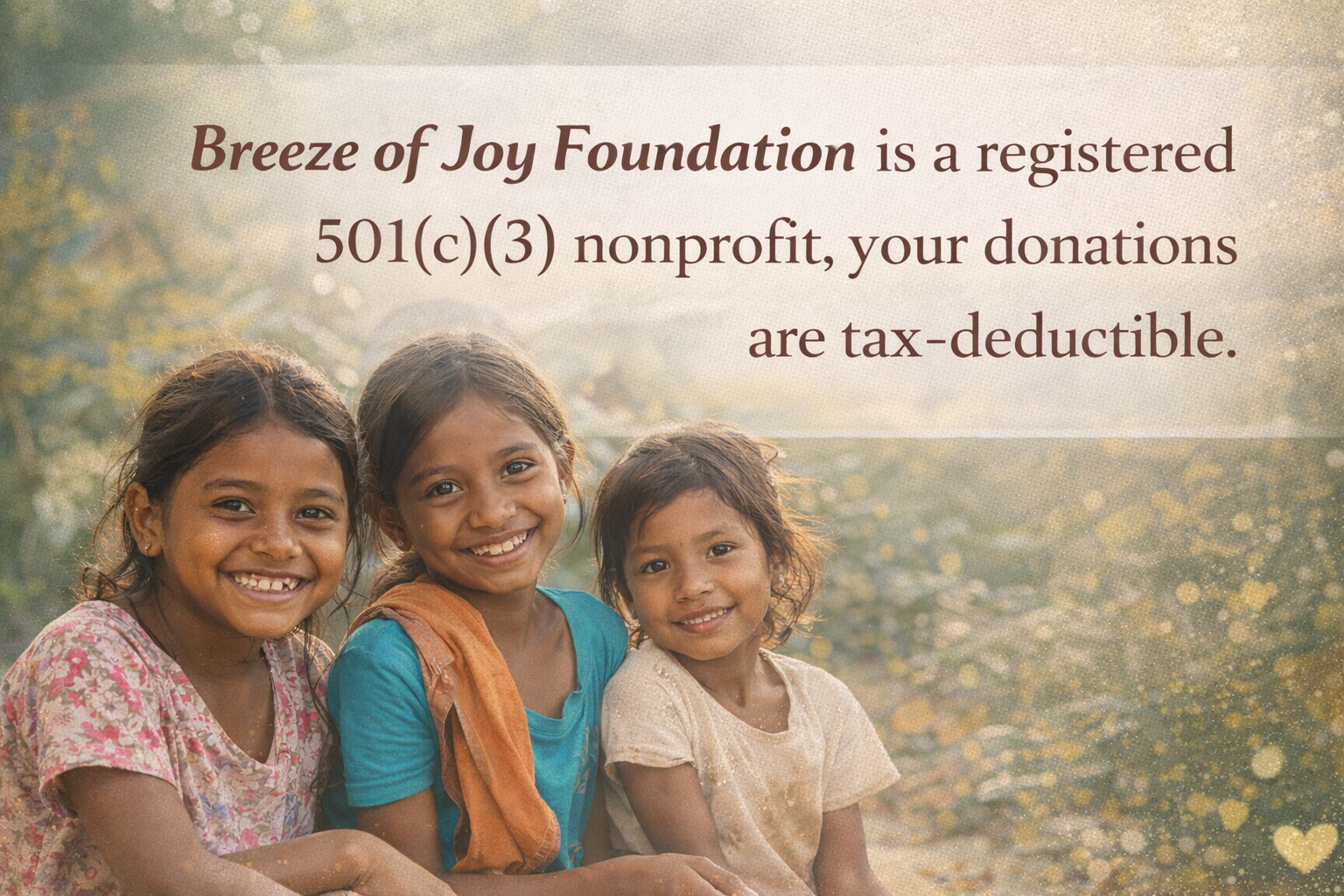Breeze of Joy Foundation 501c3 Certified